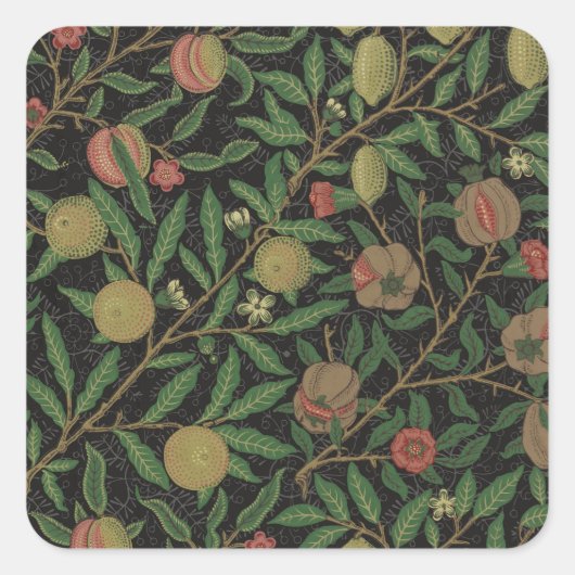 William Morris Granaatappel Classic Fruit Vierkante Sticker (Voorkant)