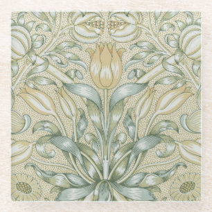 William Morris Granaatappel Patroon Antiek Lelie Glazen Onderzetter