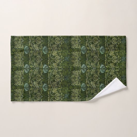 William Morris Grand Feuille vert & Fleur bleue (Serviette à main)