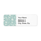 William Morris Grape Pattern Blauwgroen Turquoise Etiket (Voorkant)