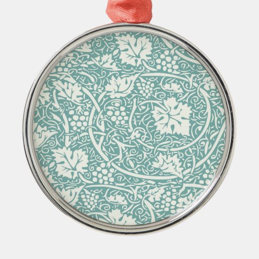 William Morris Grape Pattern Blauwgroen Turquoise Metalen Ornament (Voorkant)