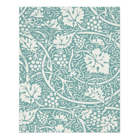William Morris Grape Pattern Blauwgroen Turquoise Perfect Poster (Voorkant)