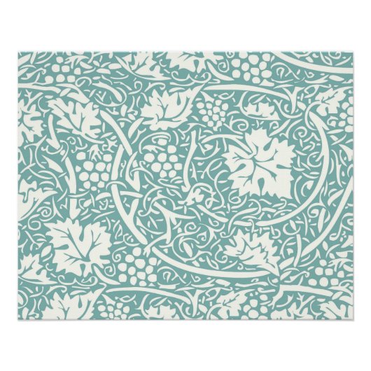 William Morris Grape Pattern Blauwgroen Turquoise Perfect Poster (Voorkant)