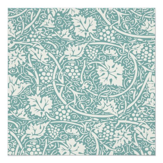 William Morris Grape Pattern Blauwgroen Turquoise Perfect Poster (Voorkant)