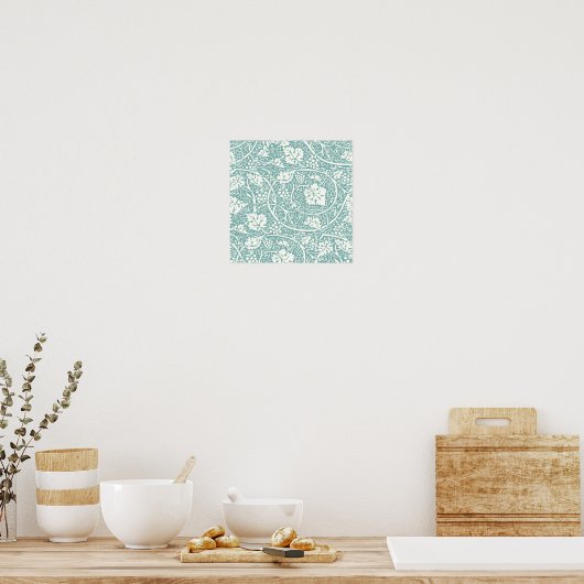 William Morris Grape Pattern Blauwgroen Turquoise Poster (Keuken)
