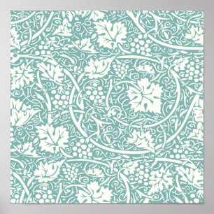 William Morris Grape Pattern Blauwgroen Turquoise Poster