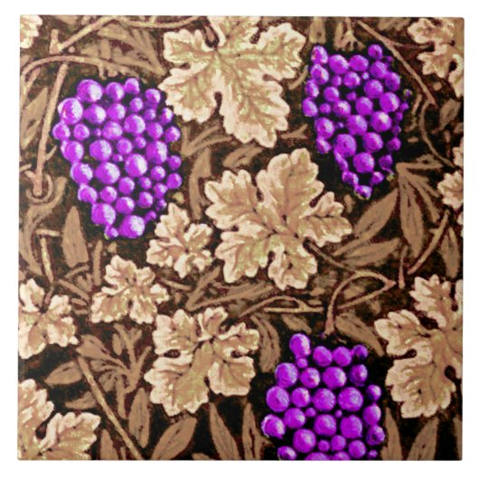 William Morris Grapevine, Brown en Paars Tegeltje (Voorkant)