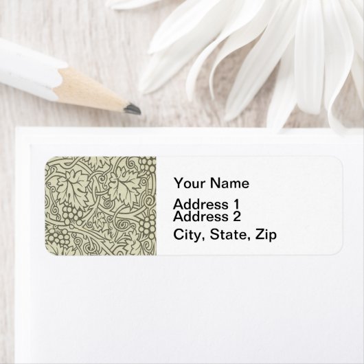 William Morris Grapevine Sage Wallpaper Etiket (Insitu)