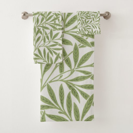 William Morris Green Floral Botanical Pattern Bad Handdoek (Insitu)