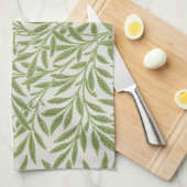 William Morris Green Floral Botanical Pattern Theedoek (Quarter Fold)