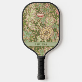 William Morris Green Floral Pickleball Paddle