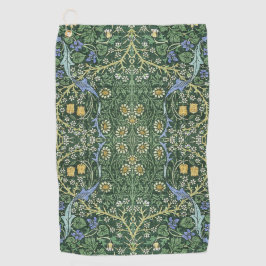 William Morris Green Floral Vintage White Daisies Golfhanddoek