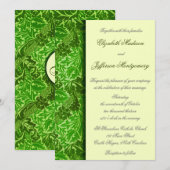 William Morris Green Leaves Wedding Invitation Kaart (Voorkant / Achterkant)