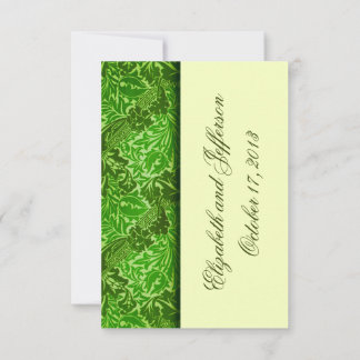 William Morris Green Leaves Wedding RSVP Kaarten Kaartje