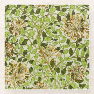 William Morris Green Lonicera Bloemige Behang Glazen Onderzetter
