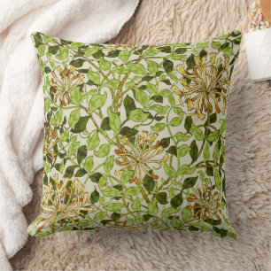 William Morris Green Lonicera Bloemige Behang Kussen