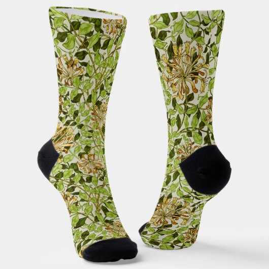 William Morris Green Lonicera Bloemige Behang Sokken (Gebogen)