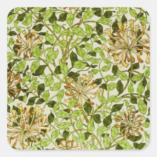 William Morris Green Lonicera Bloemige Behang Vierkante Sticker