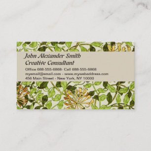 William Morris Green Lonicera Bloemige Behang Visitekaartje