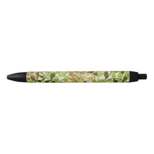 William Morris Green Lonicera Bloemige Behang Zwarte Inkt Pen