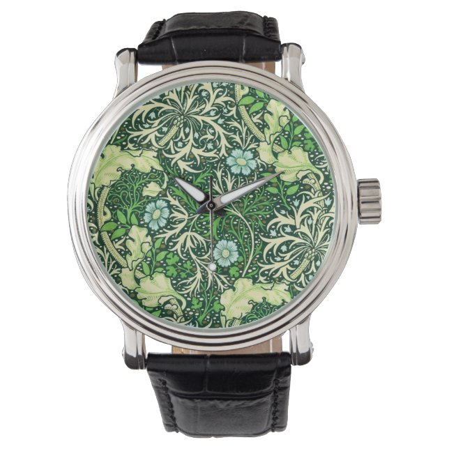 William Morris - Green Seaweed Pattern Horloge (Voorkant)