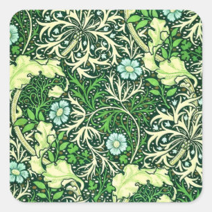 William Morris - Green Seaweed Pattern Vierkante Sticker
