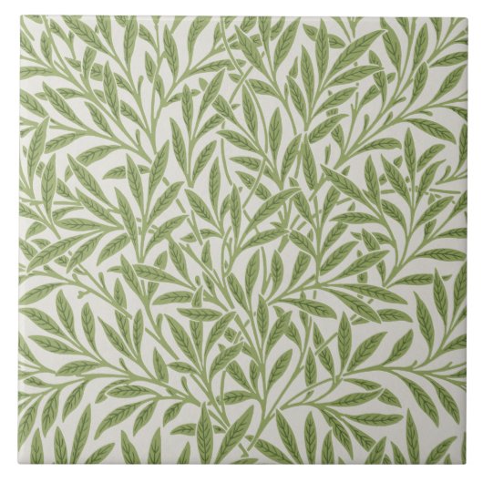  William Morris Green Willow Leaves Pattern Tegeltje (Voorkant)