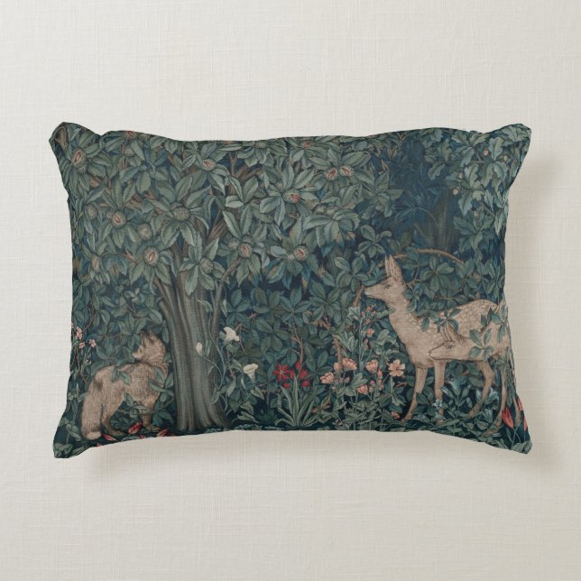  William Morris Greenery Forest Animals Accent Kussen (Voorkant)