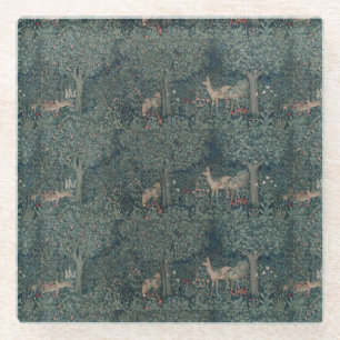  William Morris Greenery Forest Animals Glazen Onderzetter