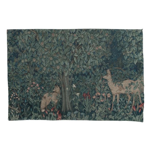  William Morris Greenery Forest Animals Kussensloop (Voorkant-Links)