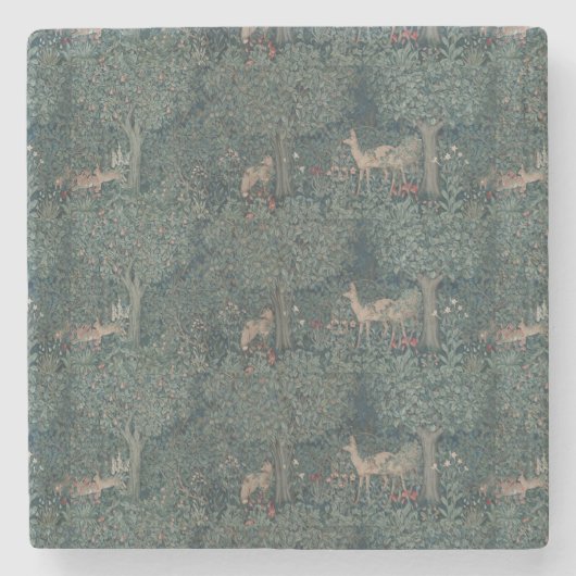 William Morris Greenery Forest Animals Stenen Onderzetter (Voorkant)