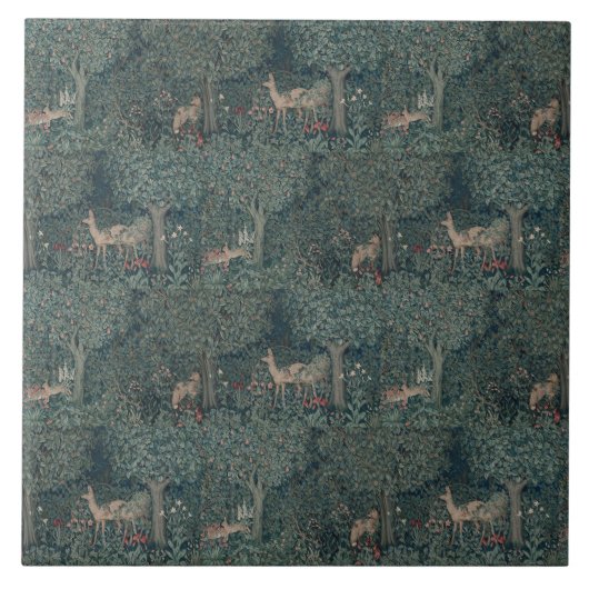  William Morris Greenery Forest Animals Tegeltje (Voorkant)