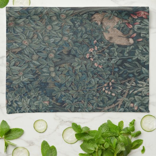 William Morris Greenery Forest Animals Theedoek (Gevouwen)