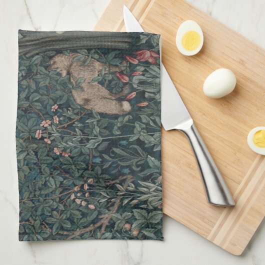  William Morris Greenery Forest Animals Theedoek (Quarter Fold)