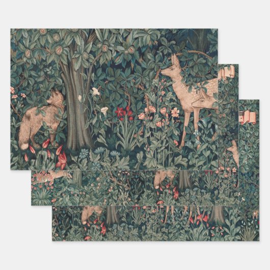 William Morris Greenery Fox Wildlife Inpakpapier Vel (Set)