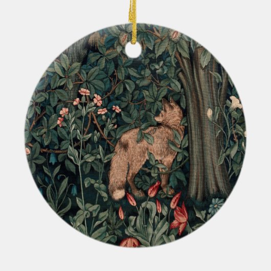 William Morris Greenery Fox Wildlife Keramisch Ornament (Achterkant)