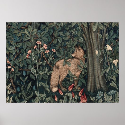 William Morris Greenery Fox Wildlife Poster (Voorkant)