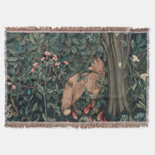 William Morris Greenery Vos Wildlife Kunst Deken