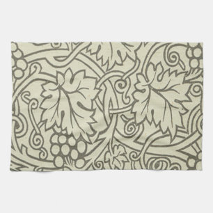 William Morris grijs groene druivenrank patroon Theedoek