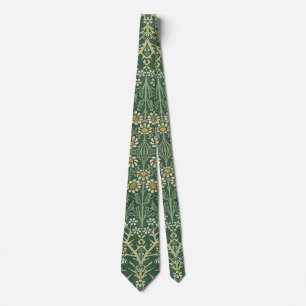 William Morris groene bloemrijke vintage witte mad Stropdas