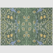 William Morris groene bloemrijke vintage witte mad