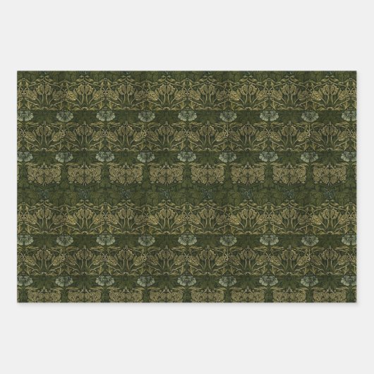 William Morris: Groene tulp en Roos inpakpapier (Voorkant)