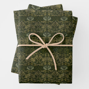 William Morris: Groene tulp en Roos inpakpapier Vel