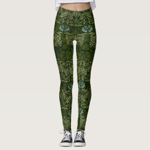 William Morris Grote Groene Bladeren & Blauwe Bloe Leggings