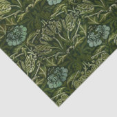 William Morris Grote Groene Bladeren & Blauwe Bloe Tissuepapier (Detail)