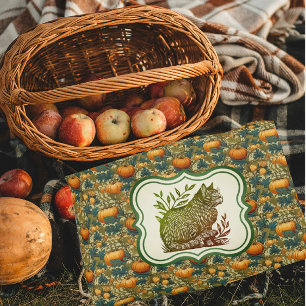 William Morris herfstpompoenen met kat Accent Kussen