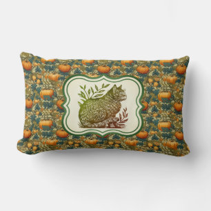 William Morris herfstpompoenen met kat Kussen