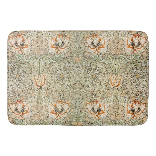 William Morris Honeysuckle Botanical Peach Green Badmat (Voorkant)