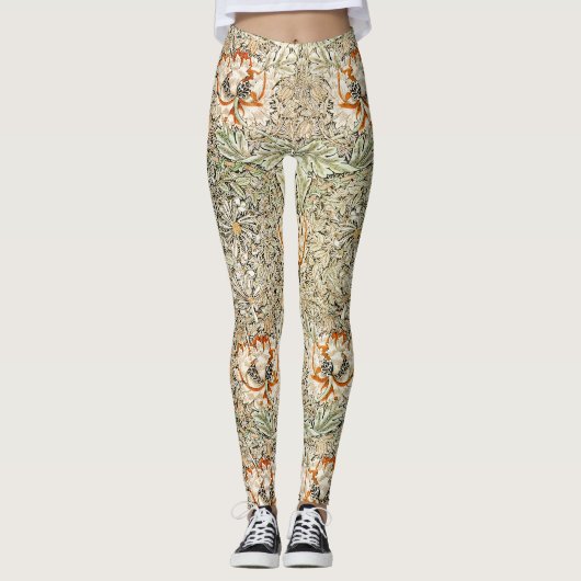 William Morris Honeysuckle Floral Pattern Leggings (Voorkant)