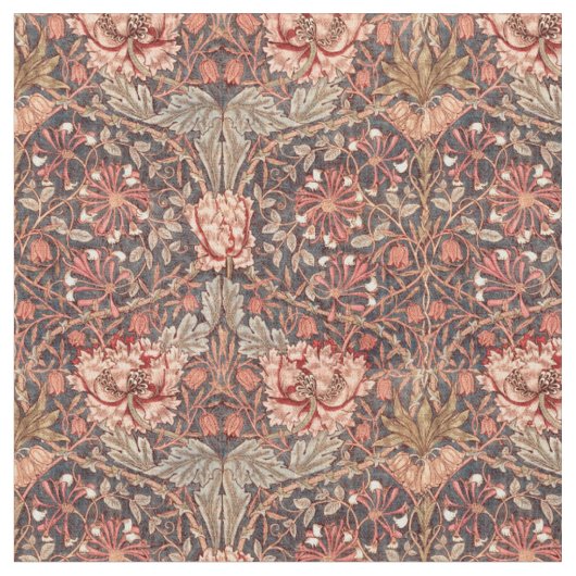 William Morris Honeysuckle Floral Pattern Stof (Close Up)